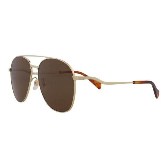 Gucci Womens Aviator Gold Gold Brown Fashion Designer Eyewear - Picture 1 of 4